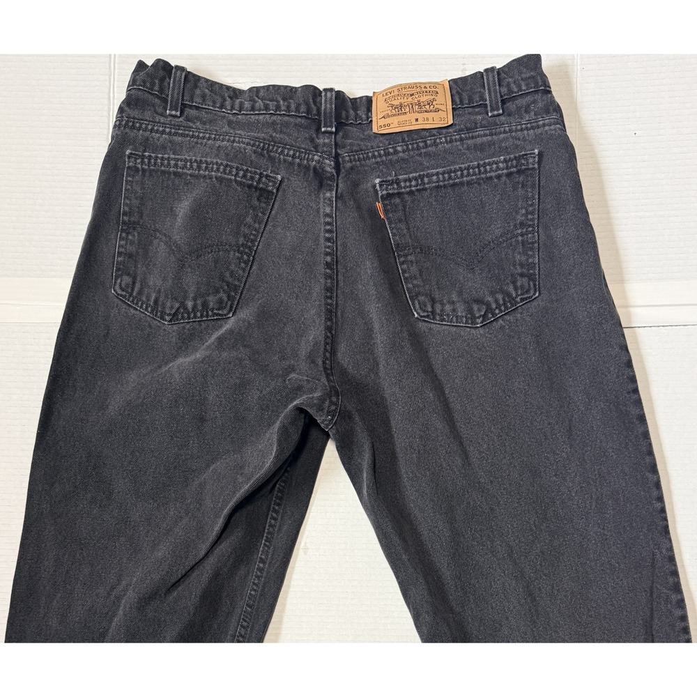 LEVI'S 550 - Men's VTG 90s Jeans - Black Relaxed Tapered Orange Tab USA - 38x32